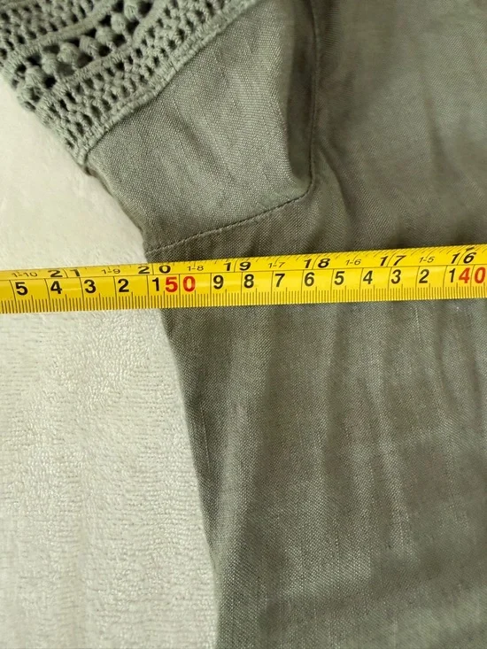 Tommy Bahama St Lucia Split Neck Linen Blend Sage Eyelet Coverup Women's Lg E29 - Picture 3 of 5